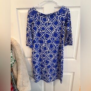 Jude Connally Blue and White Patterned Dress